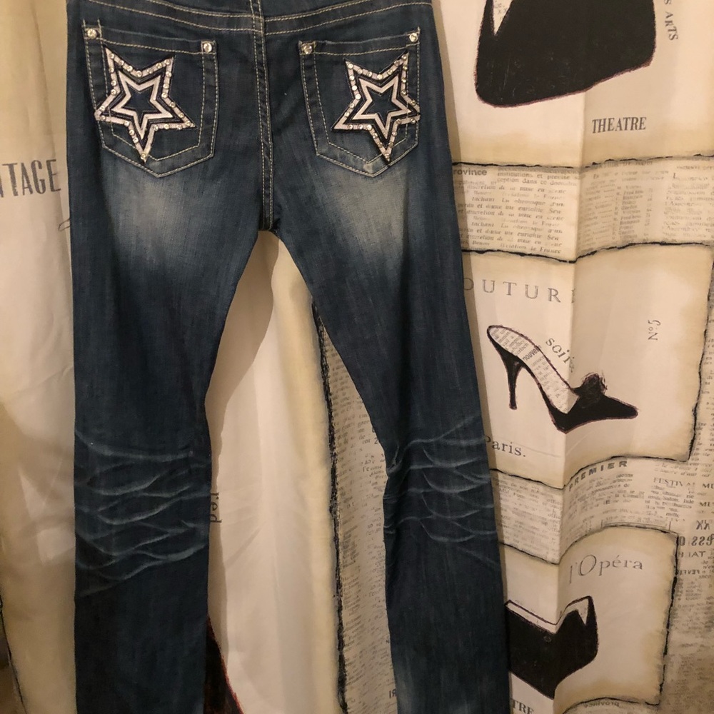Machine denim jeans